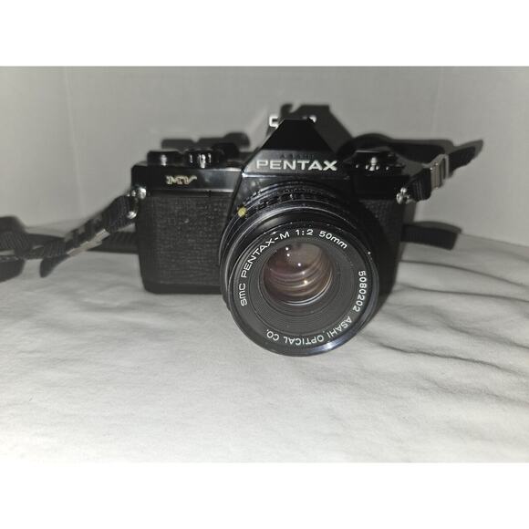 Pentax MV 35mm SLR Film Camera With 50mm Lens Used With Bag